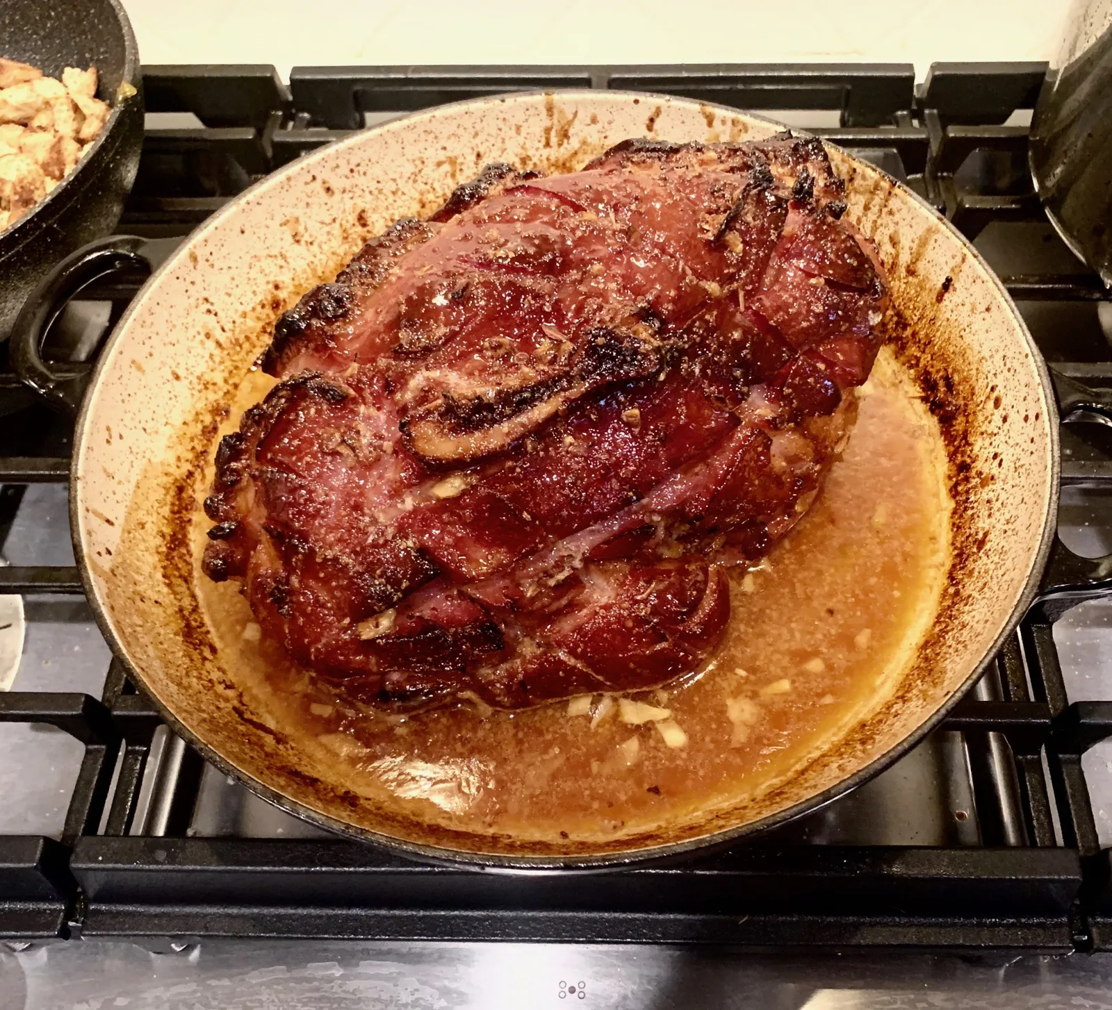 Simple, Delicious, Mustard, Brown Sugar, and Honey Glazed Ham